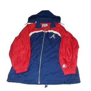 Vintage Atlanta Braves Starter Adult Hooded Windbreaker Size 2XL